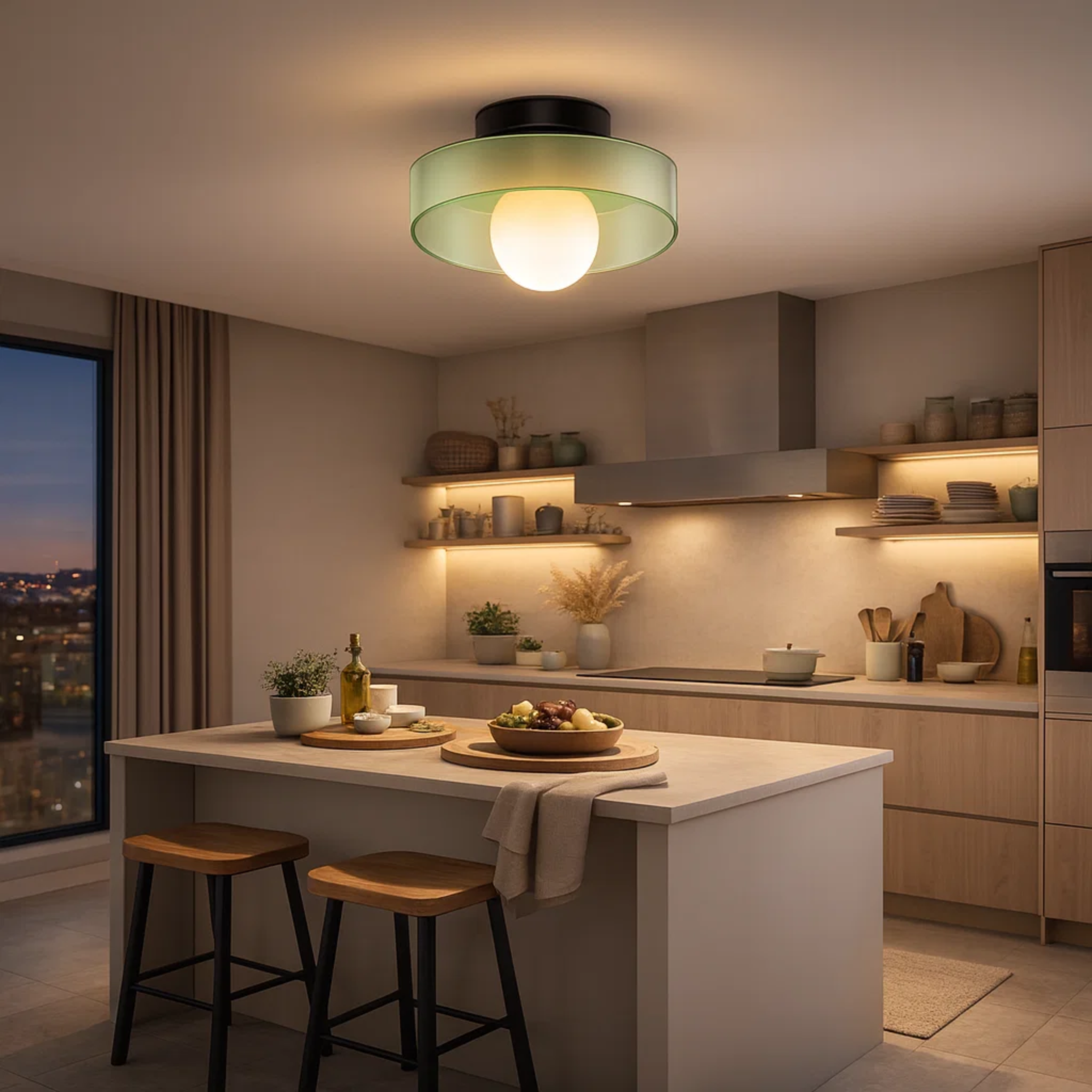 Modern ceiling lamp with round shade for bright light