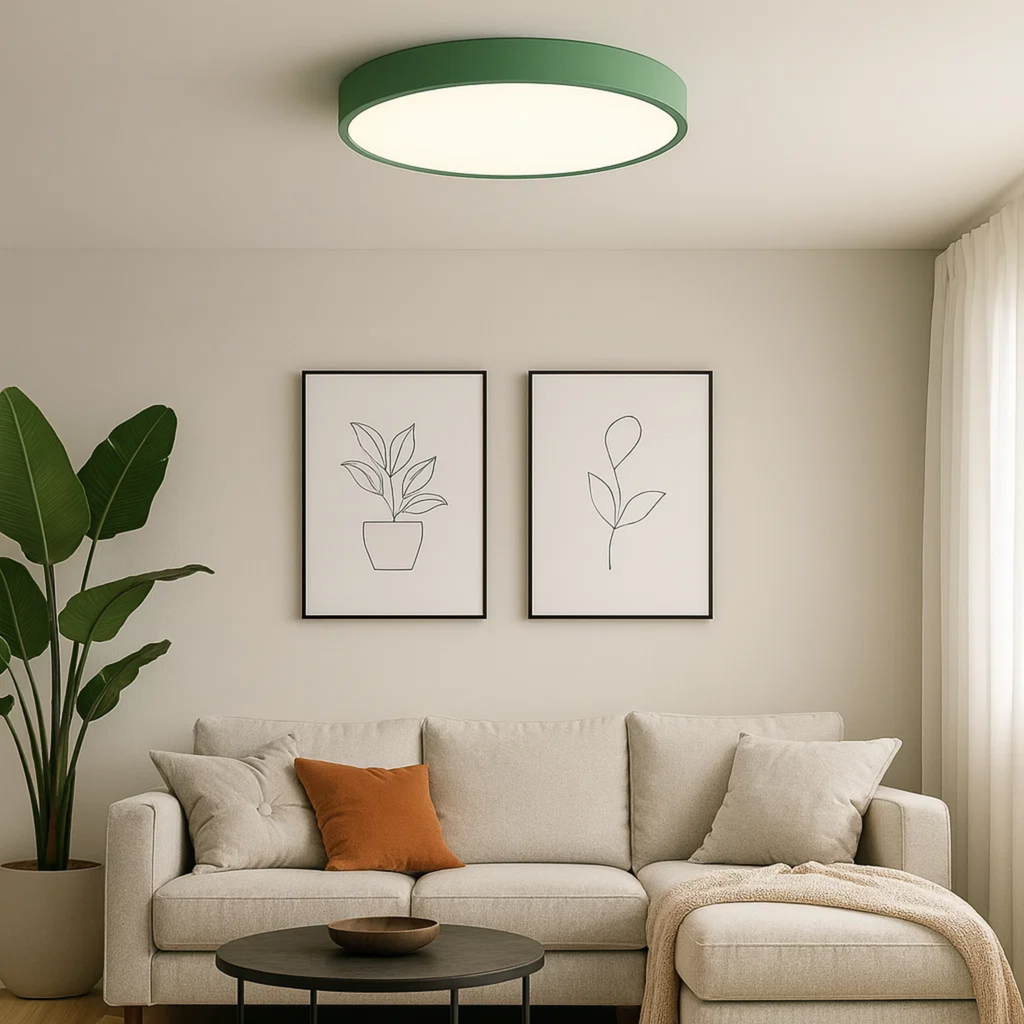 Strakke moderne ronde plafondlamp met zacht licht