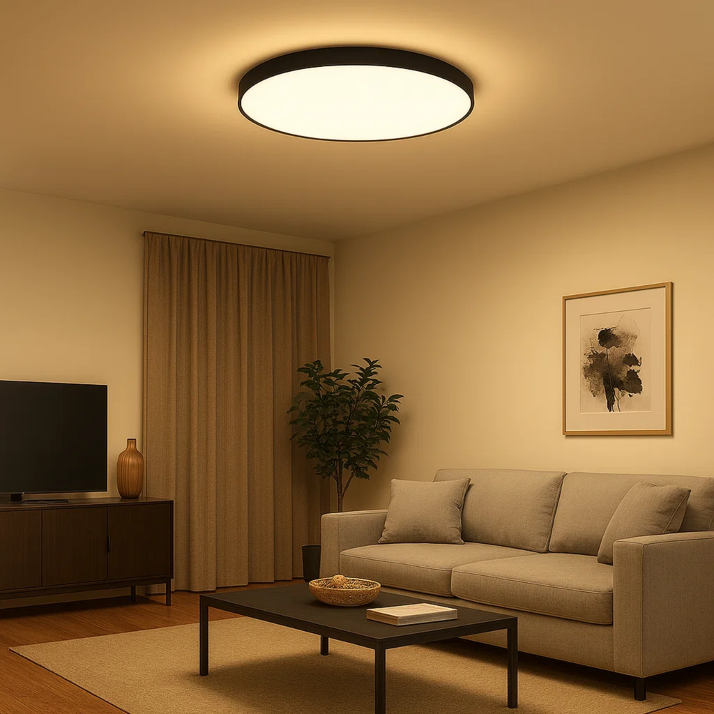Modern sleek round ceiling lamp