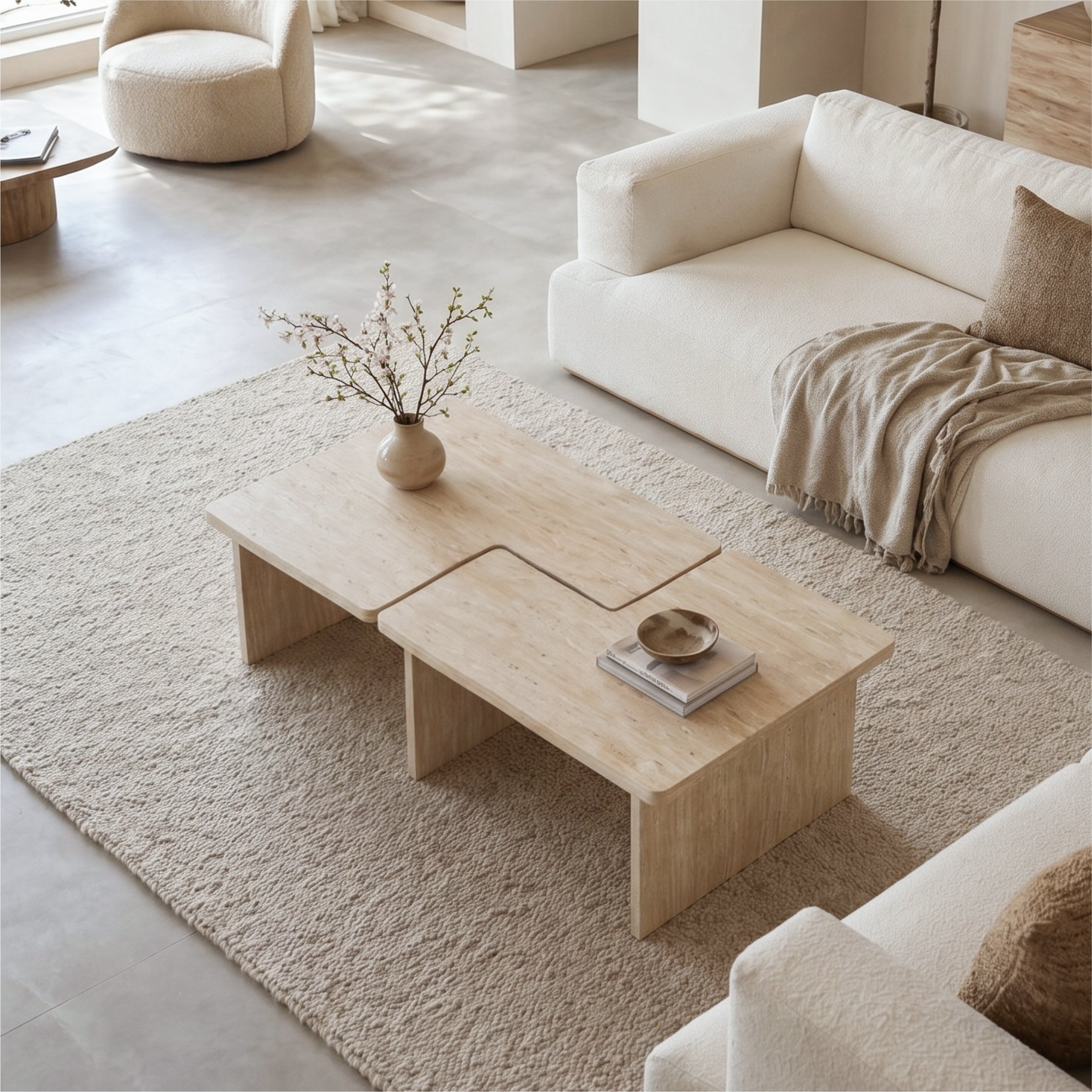 Calla Nesting Travertine Coffee Table
