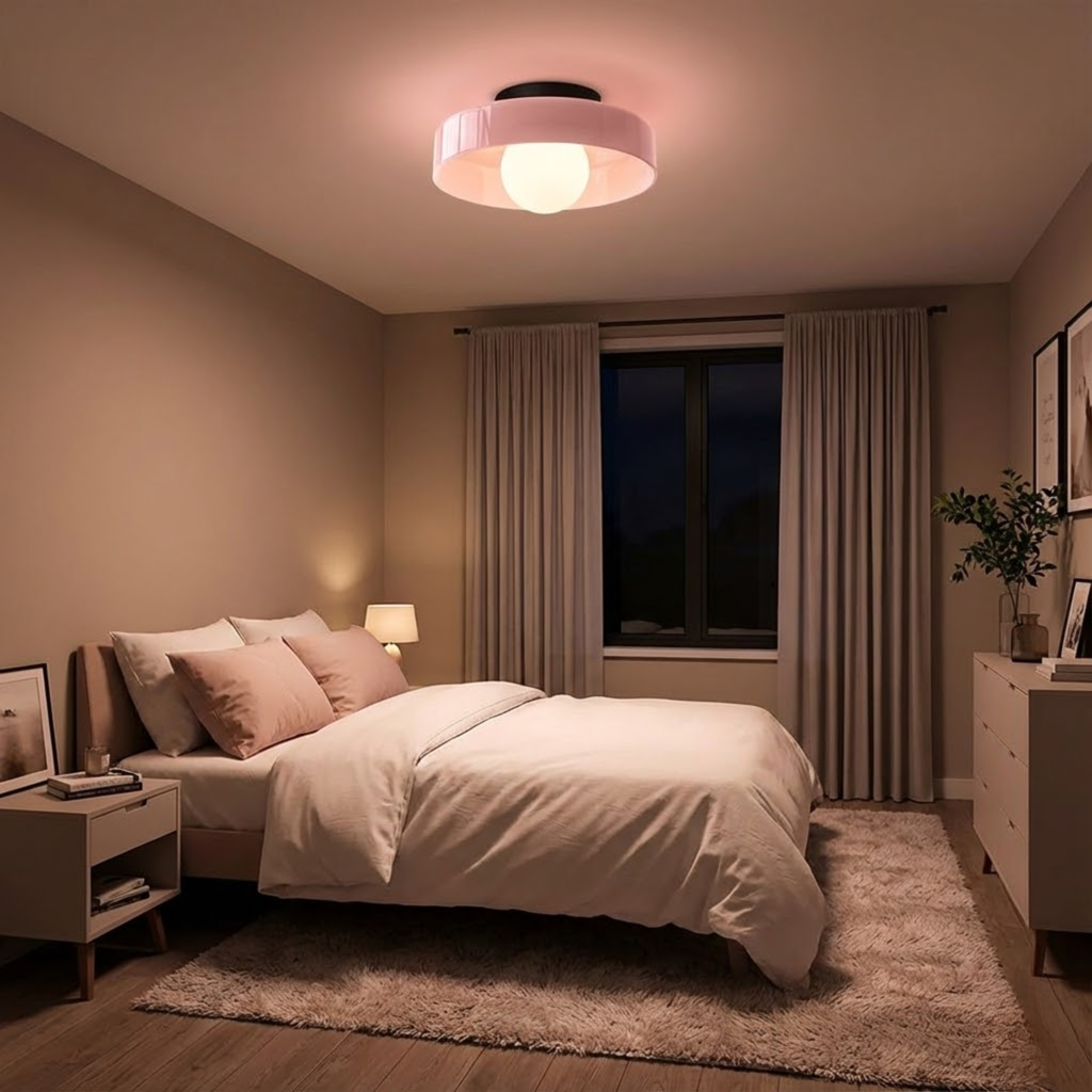 Modern ceiling lamp with round shade for bright light