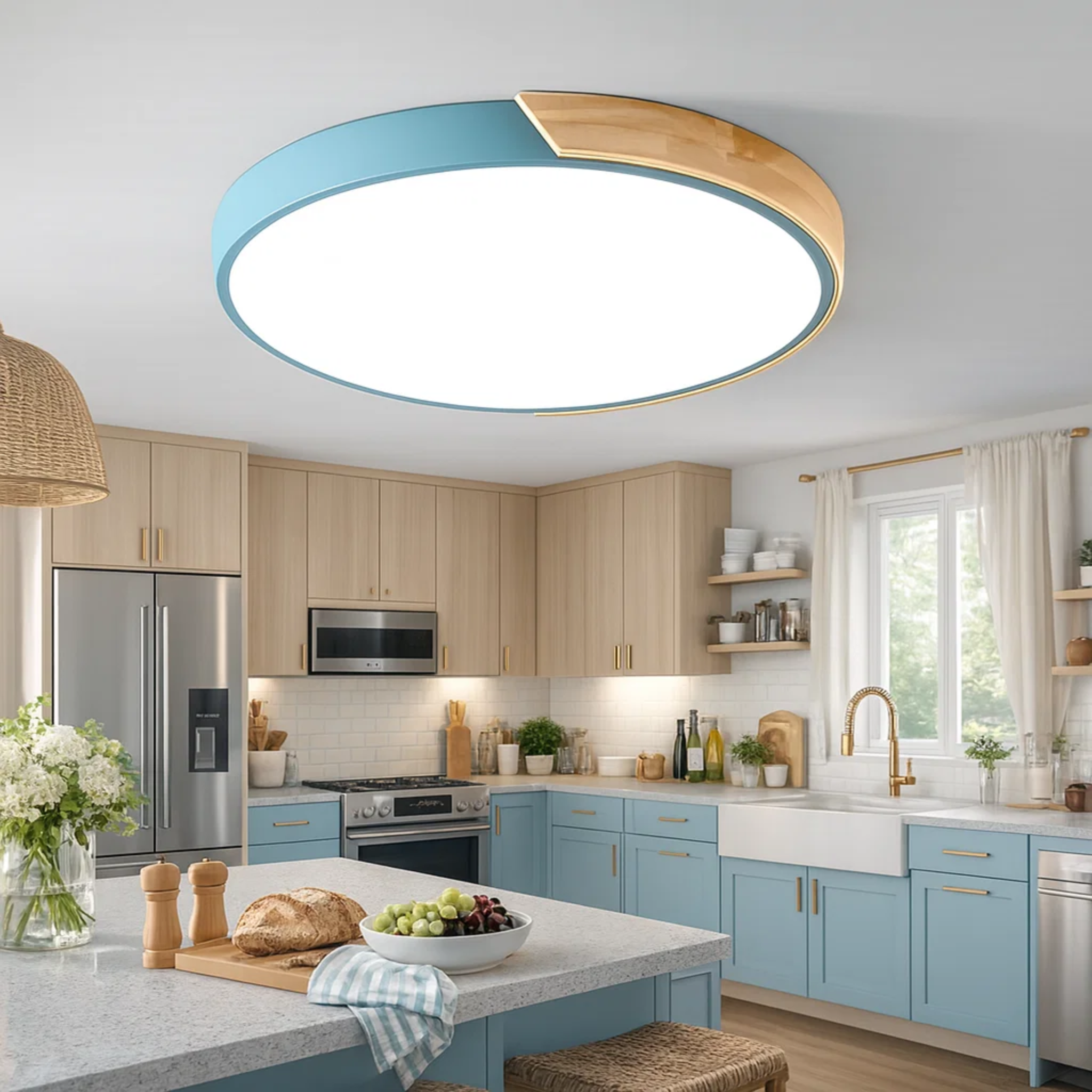 Ronde LED plafondlamp met kleuraccent