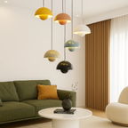 Scandinavische hanglamp met ronde kap in meerdere kleuren