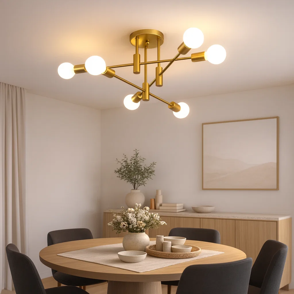 Moderne loftlampe med rund glaskugle