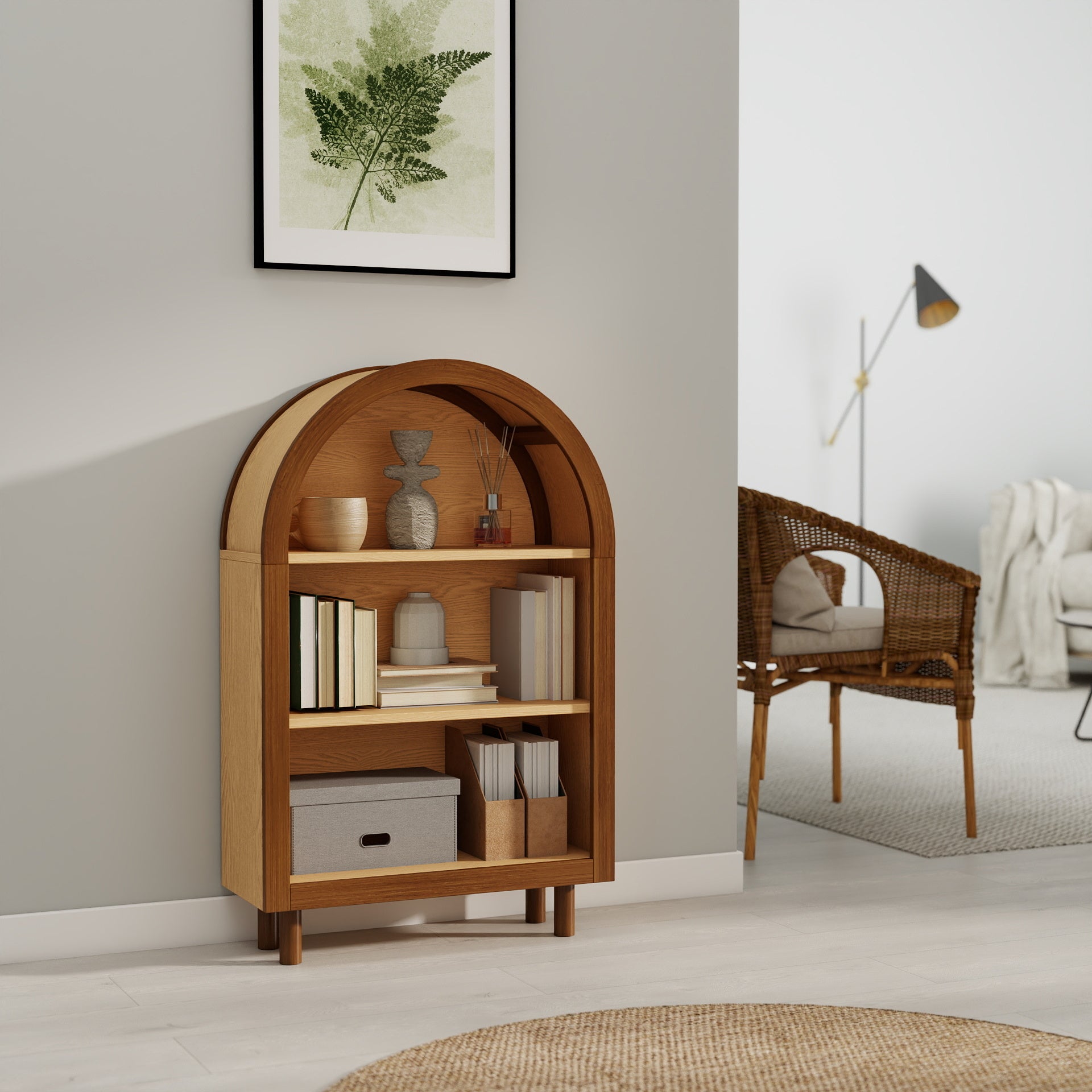 Frans Arched Walnut Bookshelf