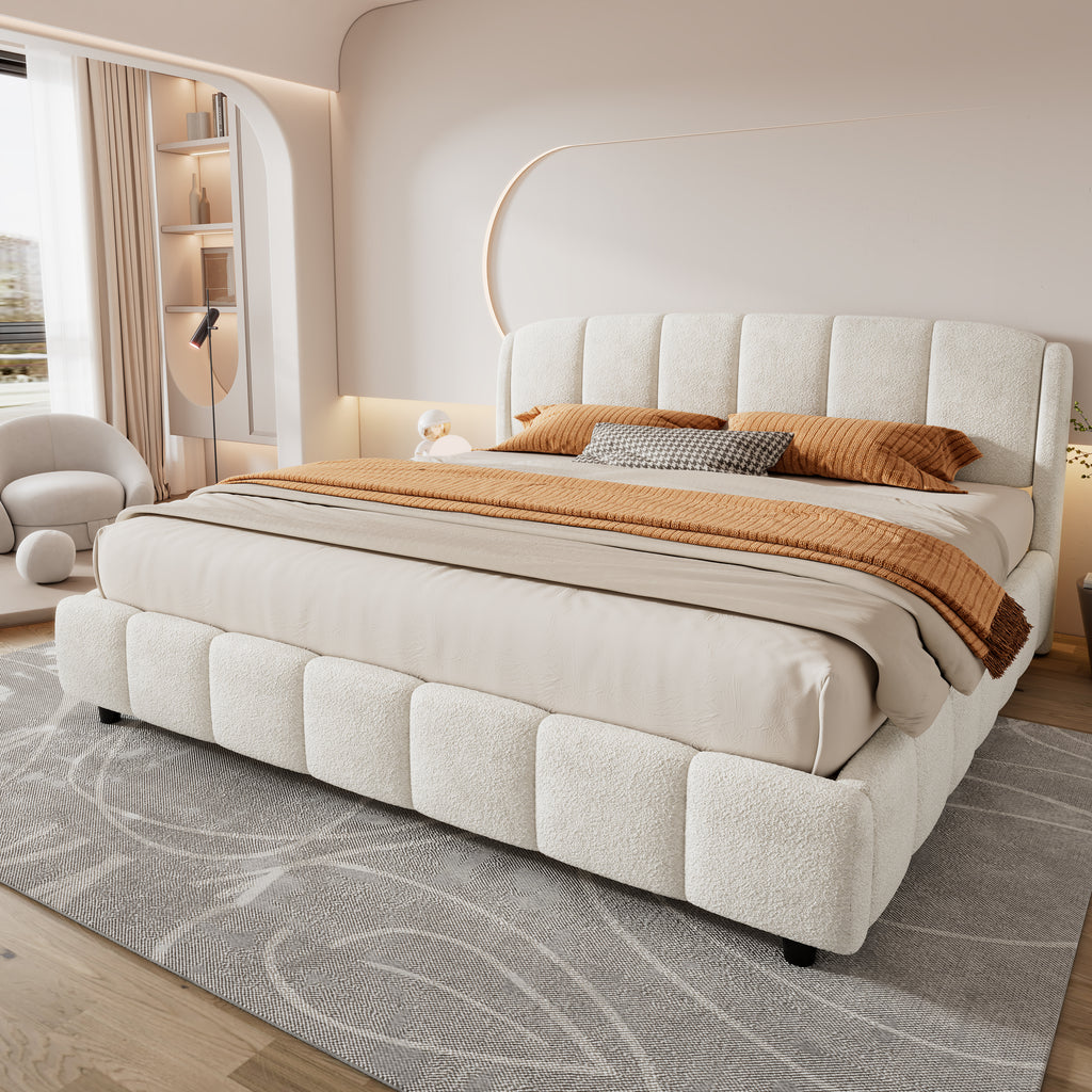 Dagny Boucle King Platform Bed Frame