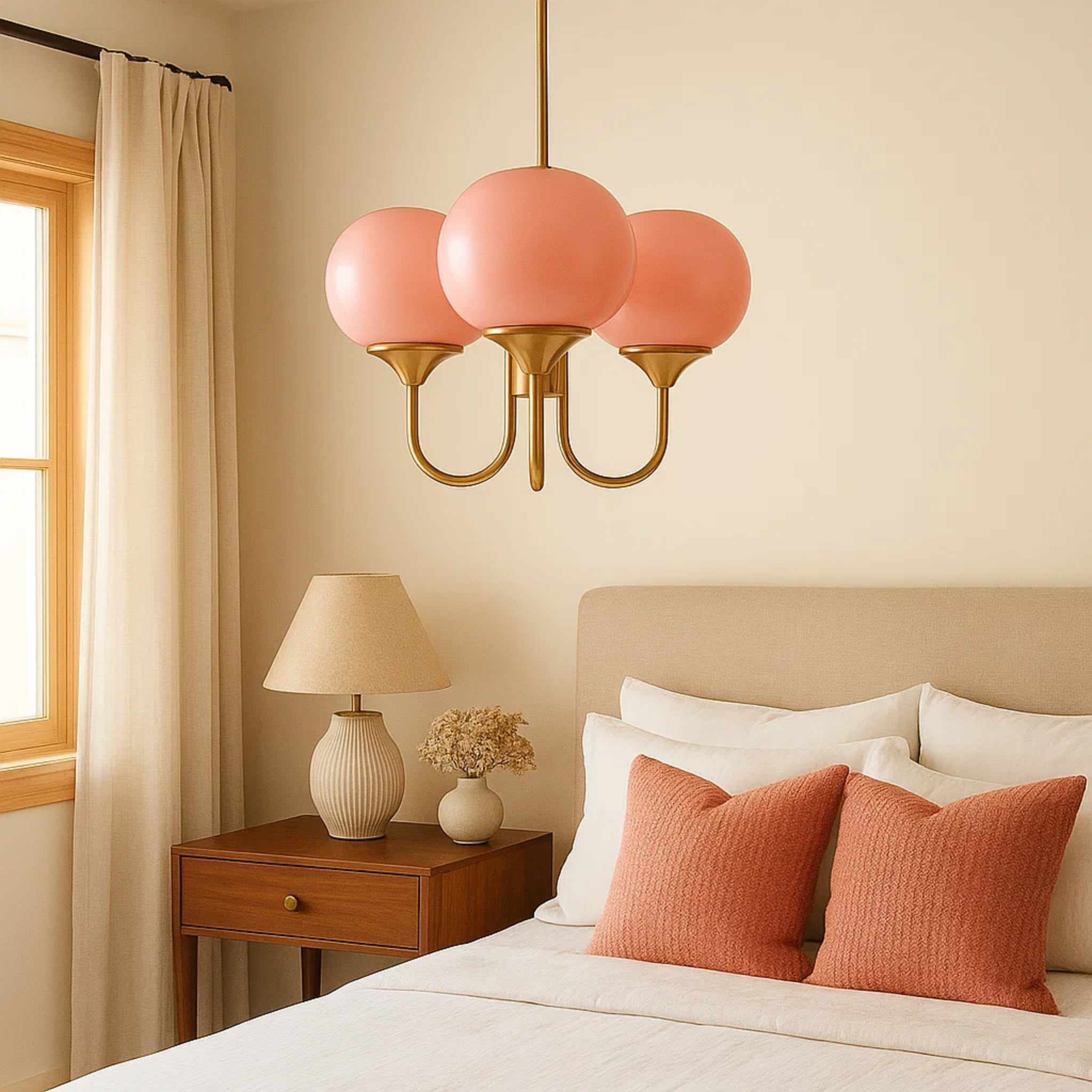 Hanglamp met gekleurde ronde glazen bollen – keuze uit 3 of 5 lichtpunten