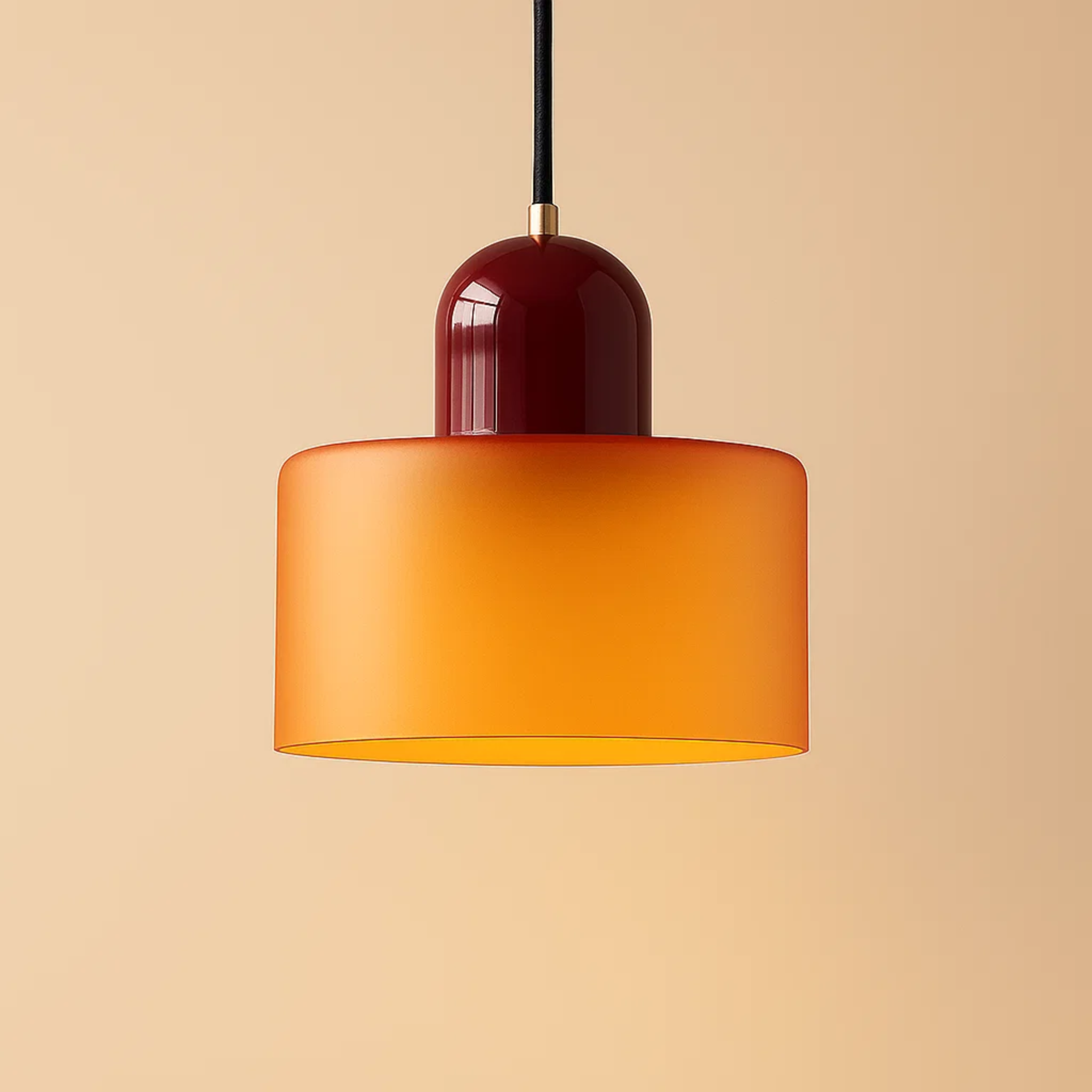 Retro plafondlamp met gekleurde kap