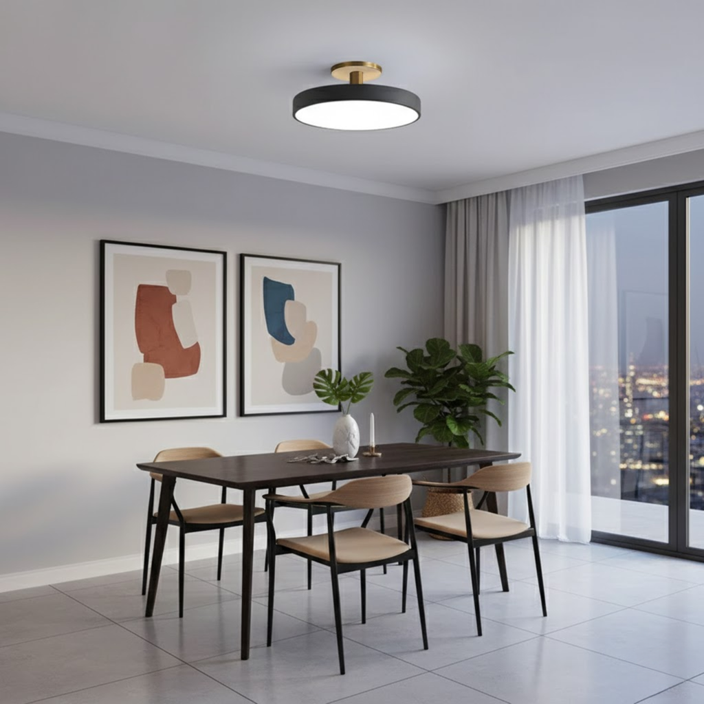 Strakke ronde plafondlamp voor een modern interieur