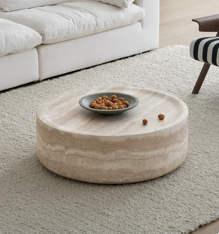 Tove Round Travertine Coffee Table
