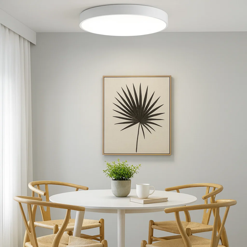 Strakke moderne ronde plafondlamp met zacht licht
