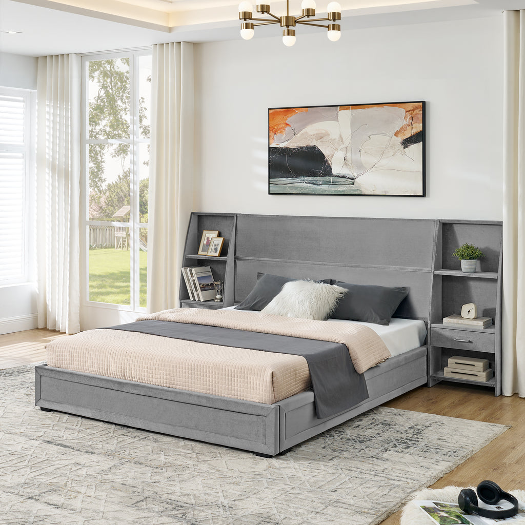 Dagny Velvet Queen Platform Bed Frame