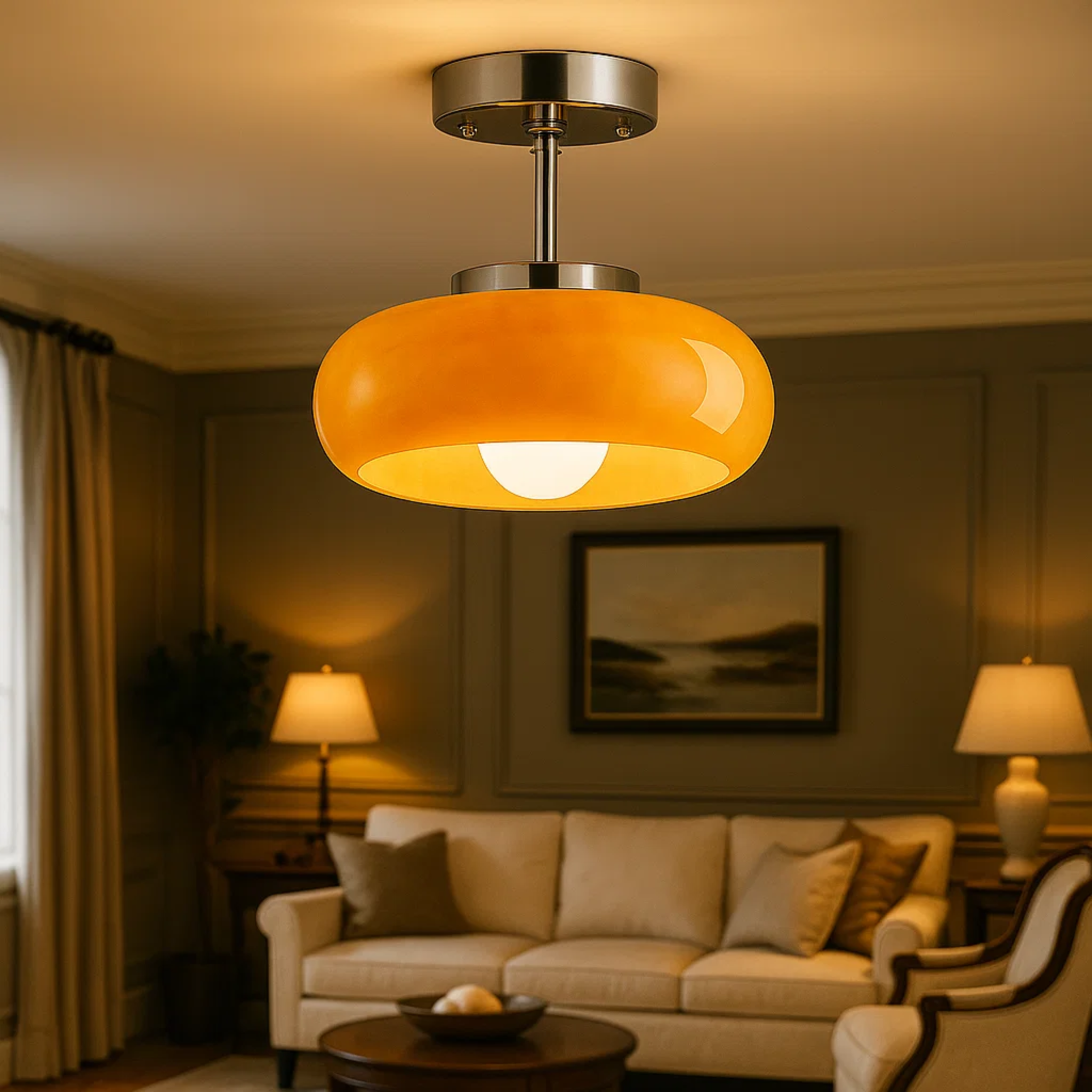 Vintage ronde retro plafondlamp