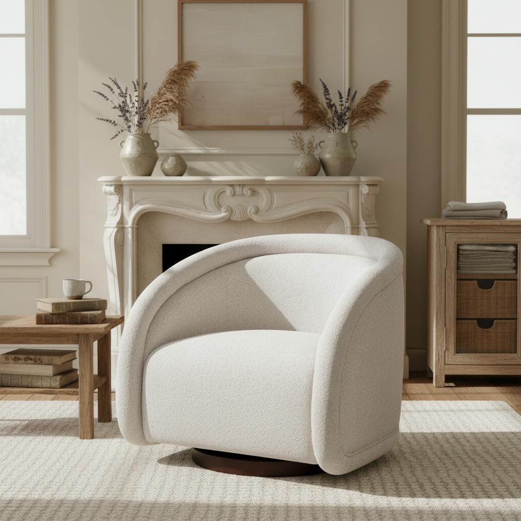 Greta Boucle Swivel Chair
