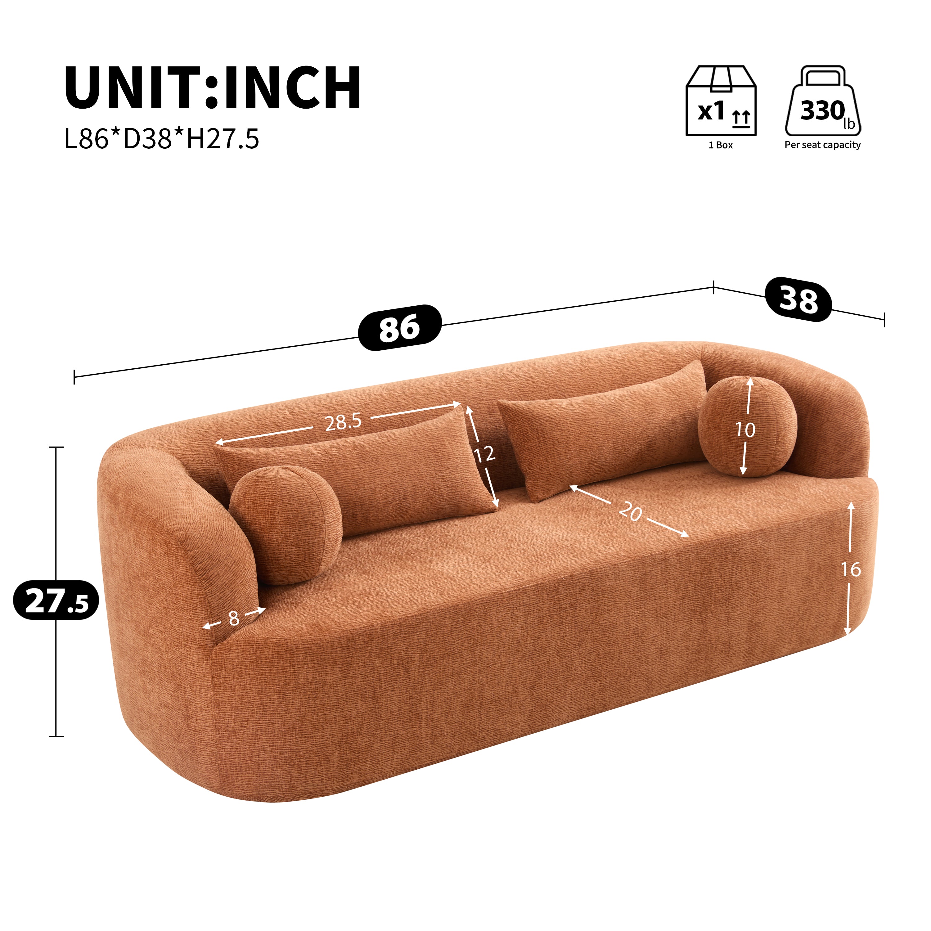 Birk Curved 86" Sofa