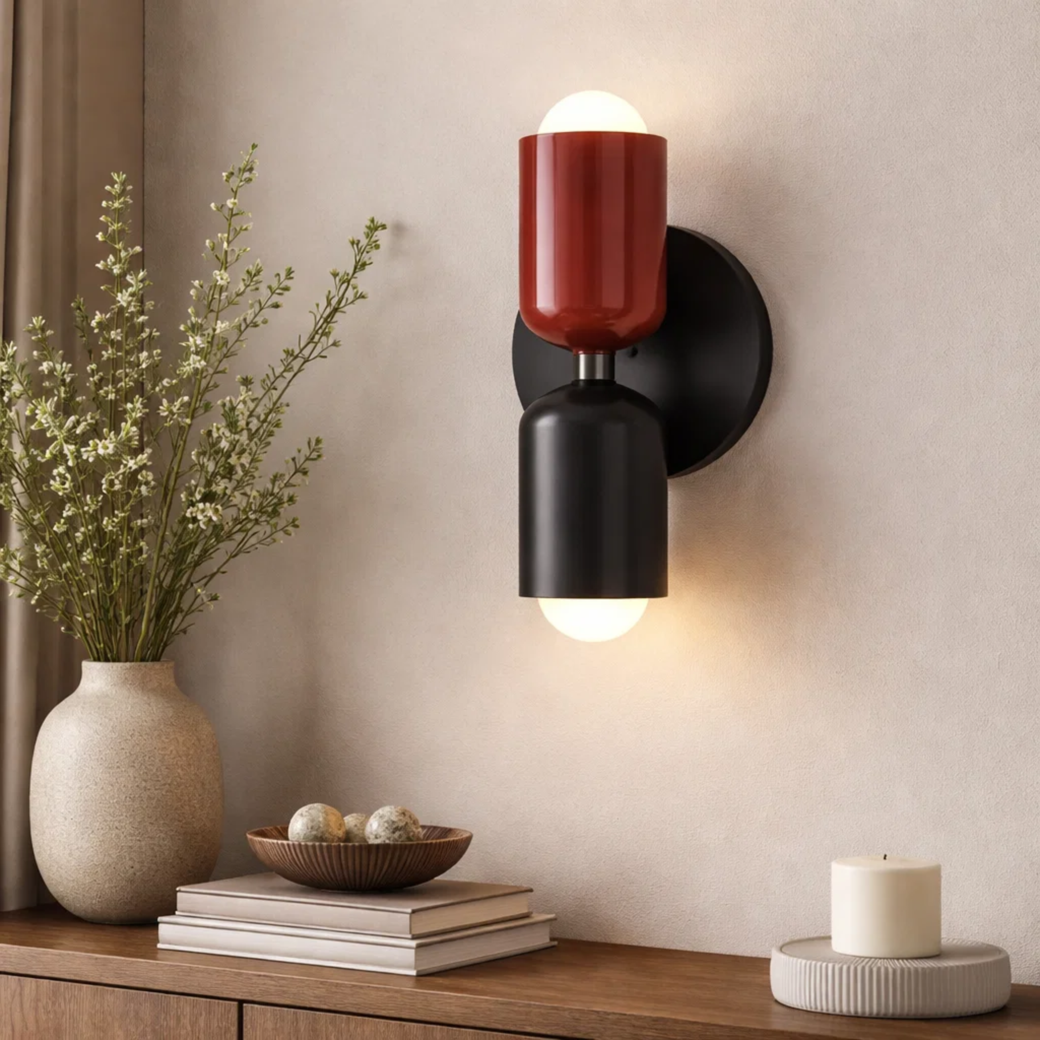 Dubbele wandlamp met warm licht
