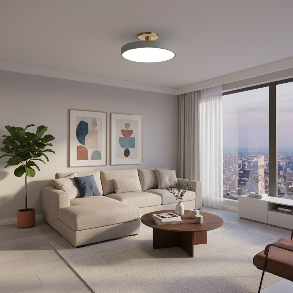 Strakke ronde plafondlamp voor een modern interieur