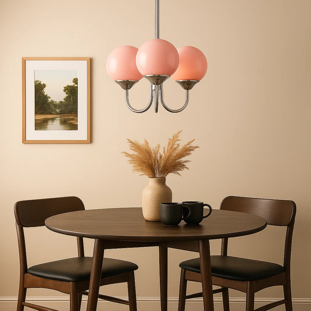 Hanglamp met gekleurde ronde glazen bollen – keuze uit 3 of 5 lichtpunten