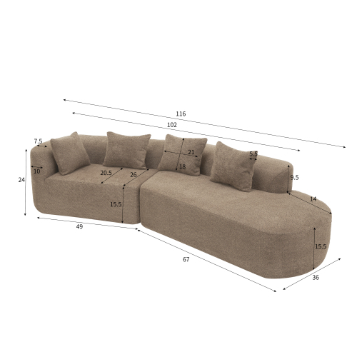 Vigga 2-Piece Curved Sectional Sofa