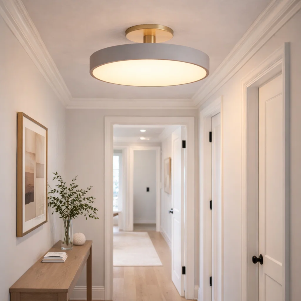 Strakke ronde plafondlamp voor een modern interieur