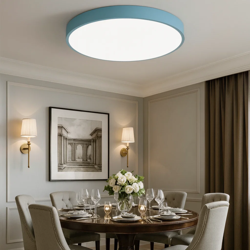 Strakke moderne ronde plafondlamp met zacht licht