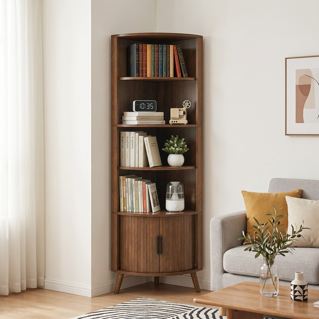 Ase Corner Walnut Bookshelf