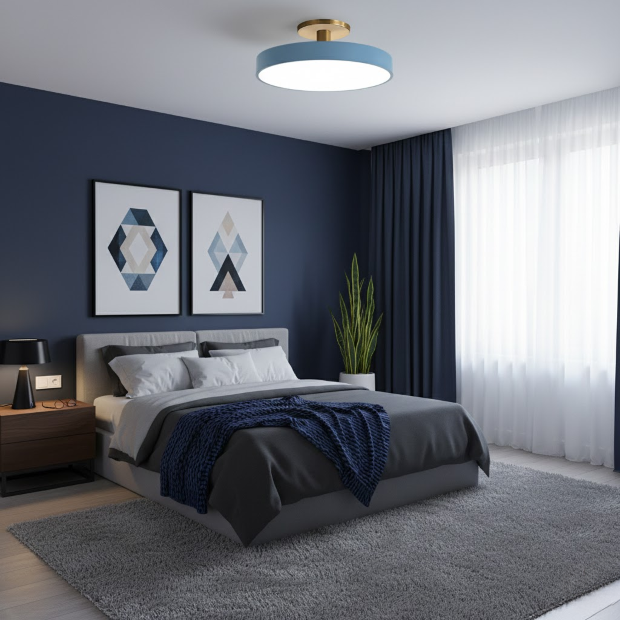 Strakke ronde plafondlamp voor een modern interieur