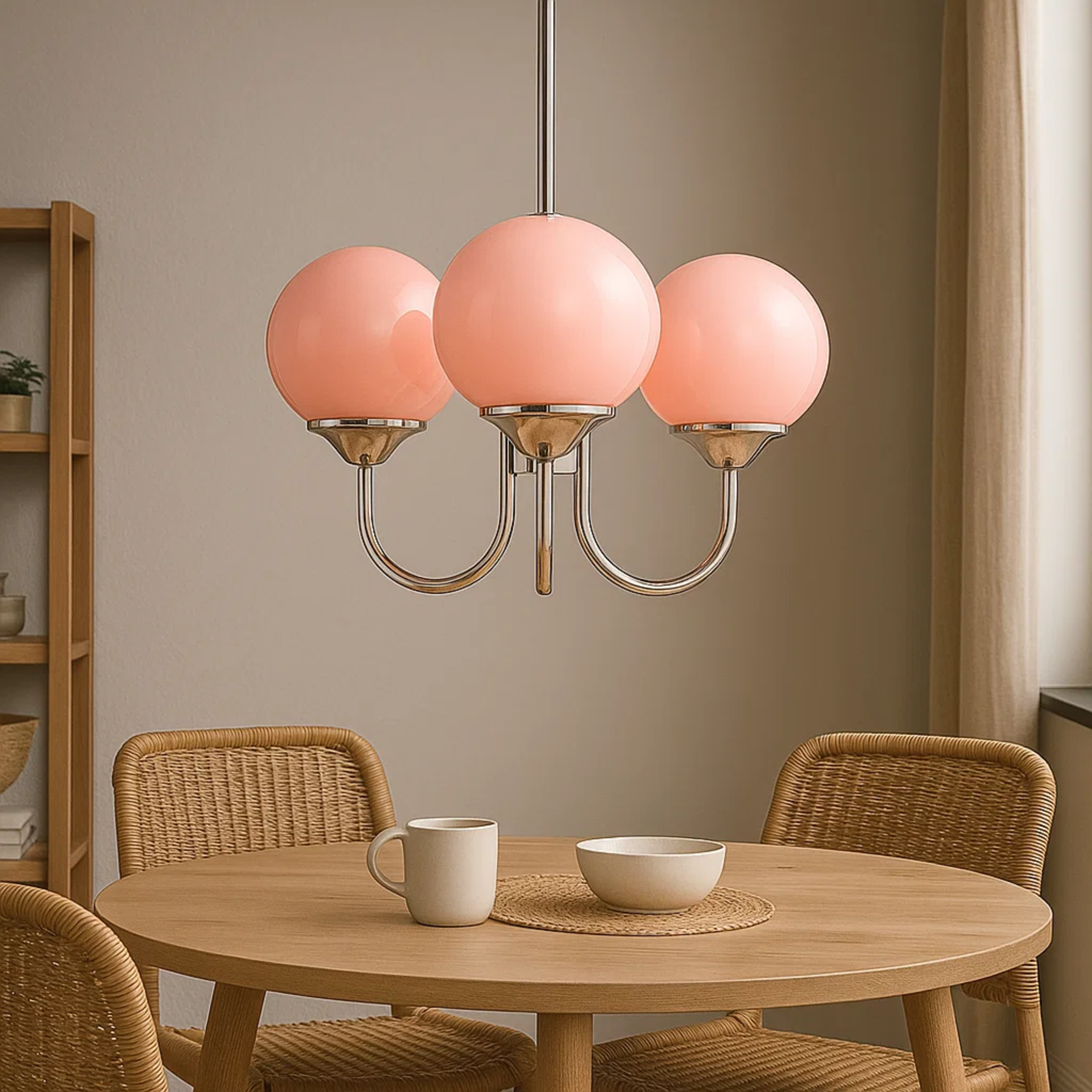 Hanglamp met gekleurde ronde glazen bollen – keuze uit 3 of 5 lichtpunten