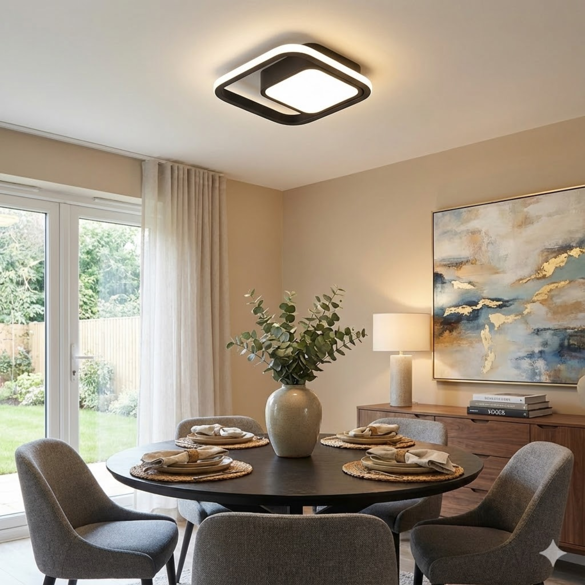 Double ring ceiling lamp with calm appearance