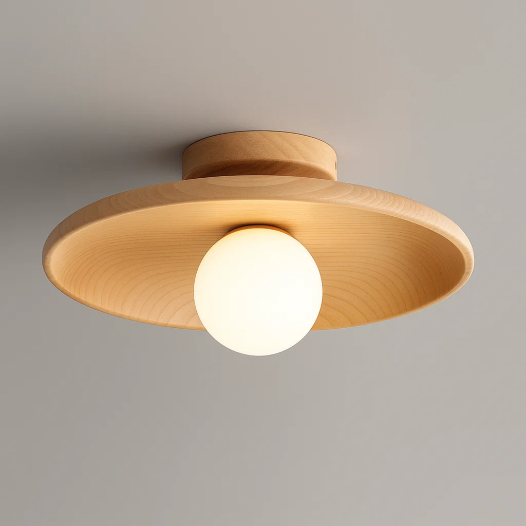 Ceiling Lamp with Shallow Bowl-Shaped Shade in Japandi Style