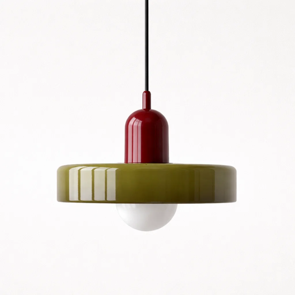 Bauhaus plafondlampen met glas en kleuraccenten