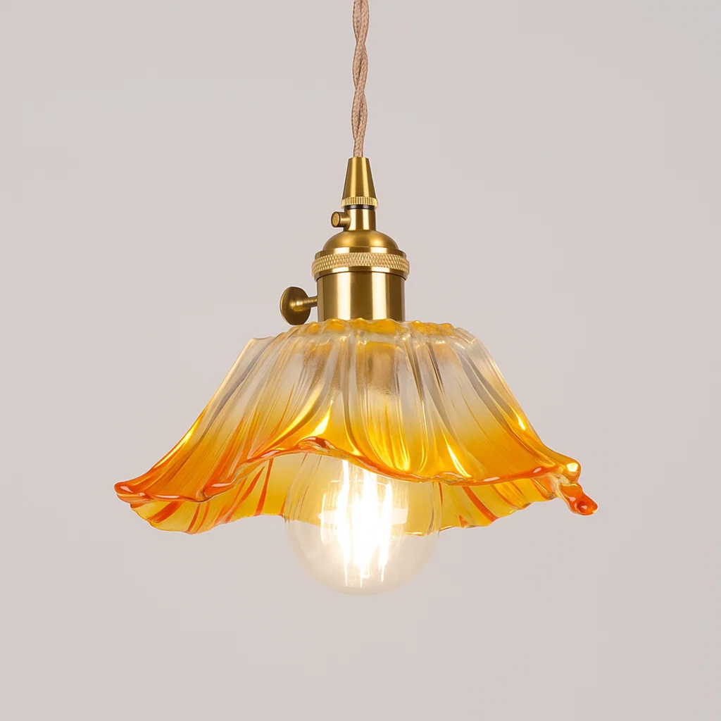 Vintage glas blomsterformet pendel