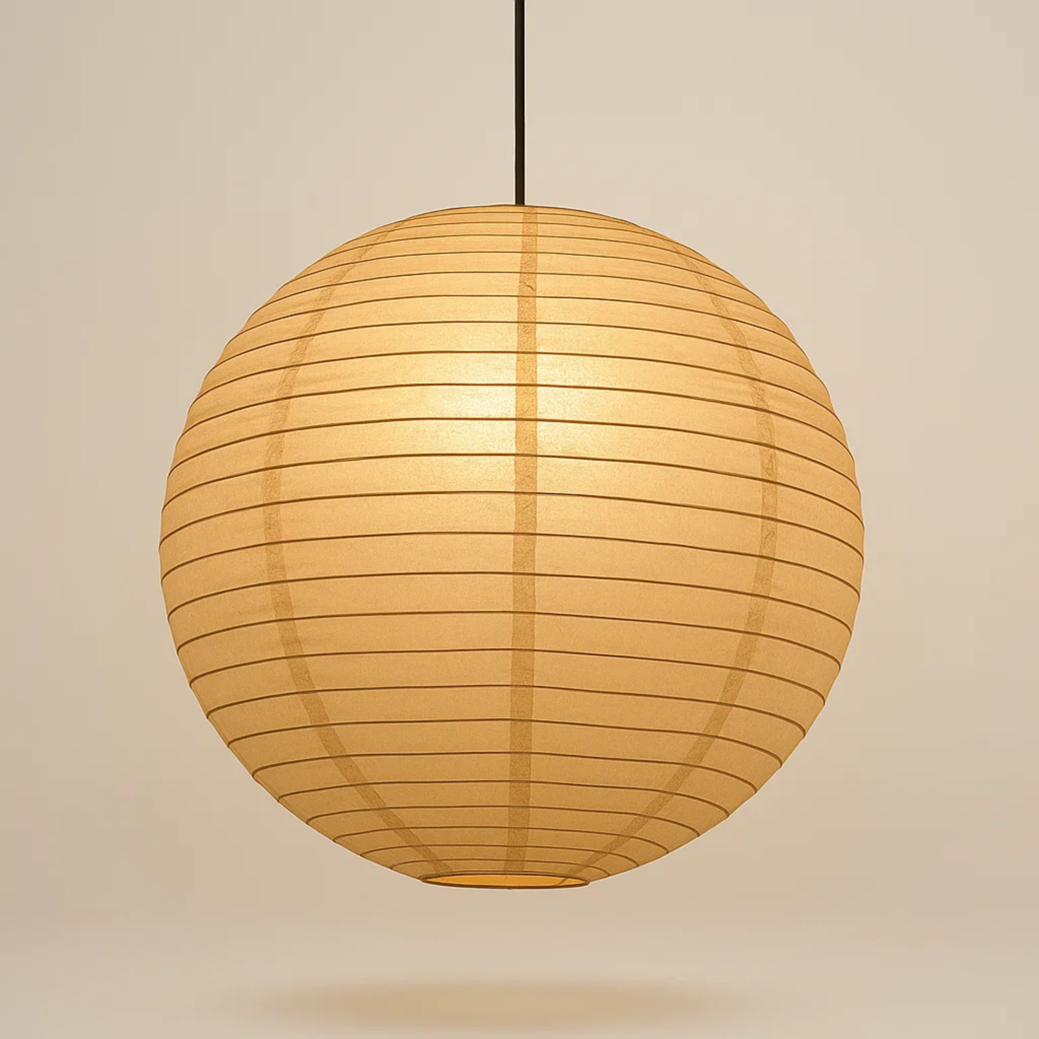 Japandi hanglamp met papieren lantaarnkap