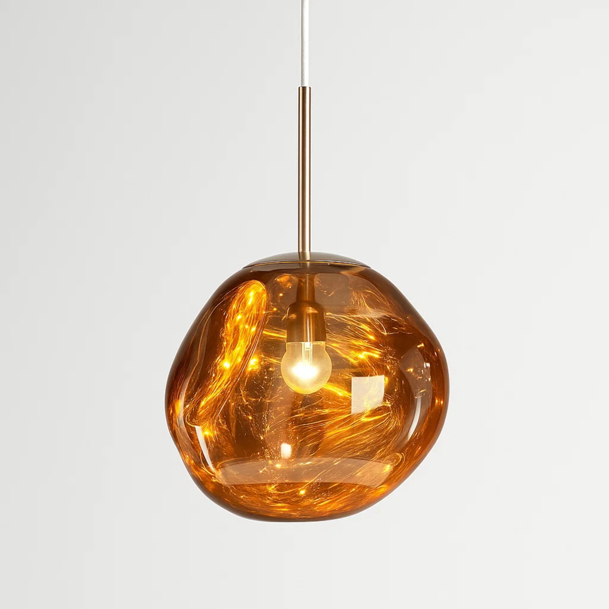 Mid-century hanglamp met organisch gevormde glaskap in meerdere kleuren