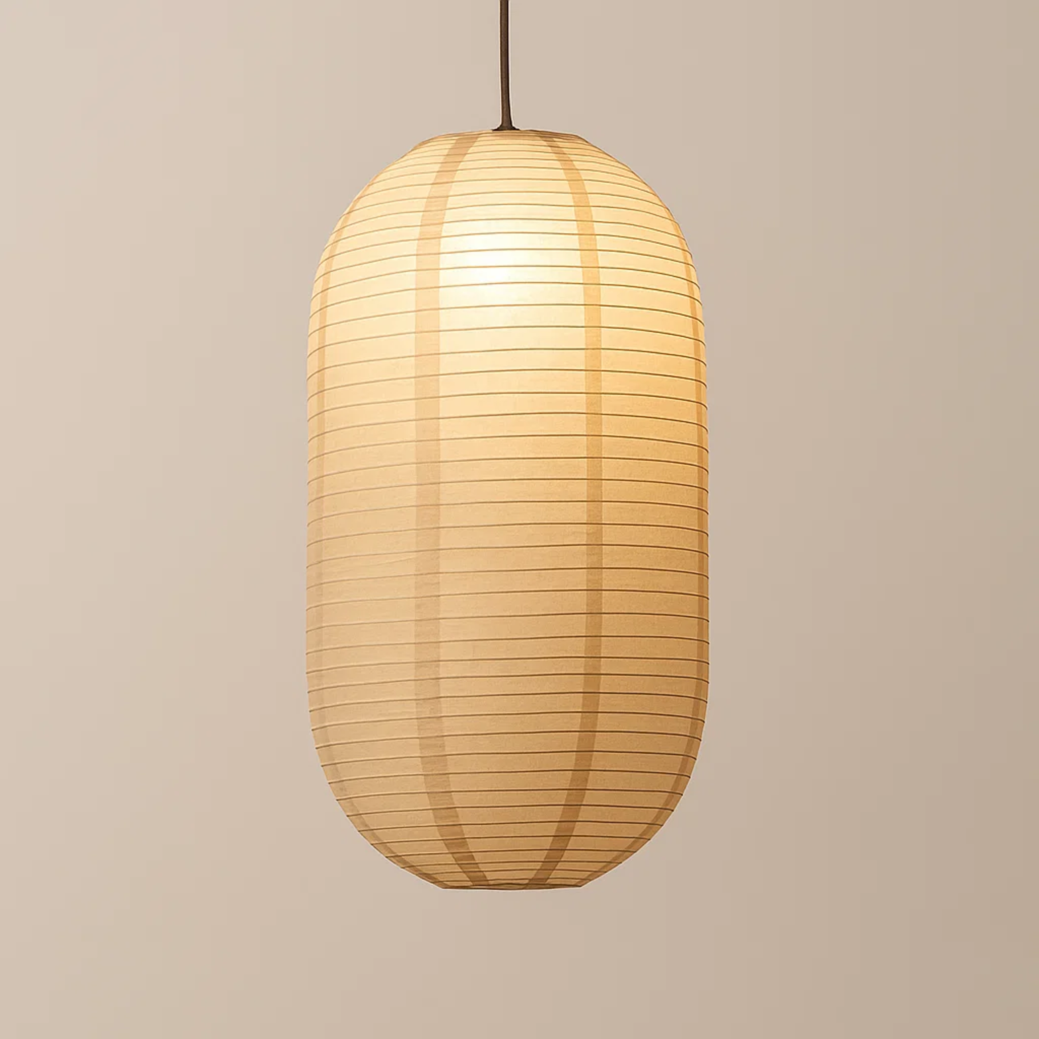 Japandi hanglamp met papieren lantaarnkap