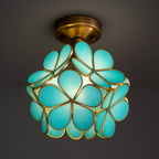 Retro Ceiling Lamp with Floral Motif in Tiffany Style