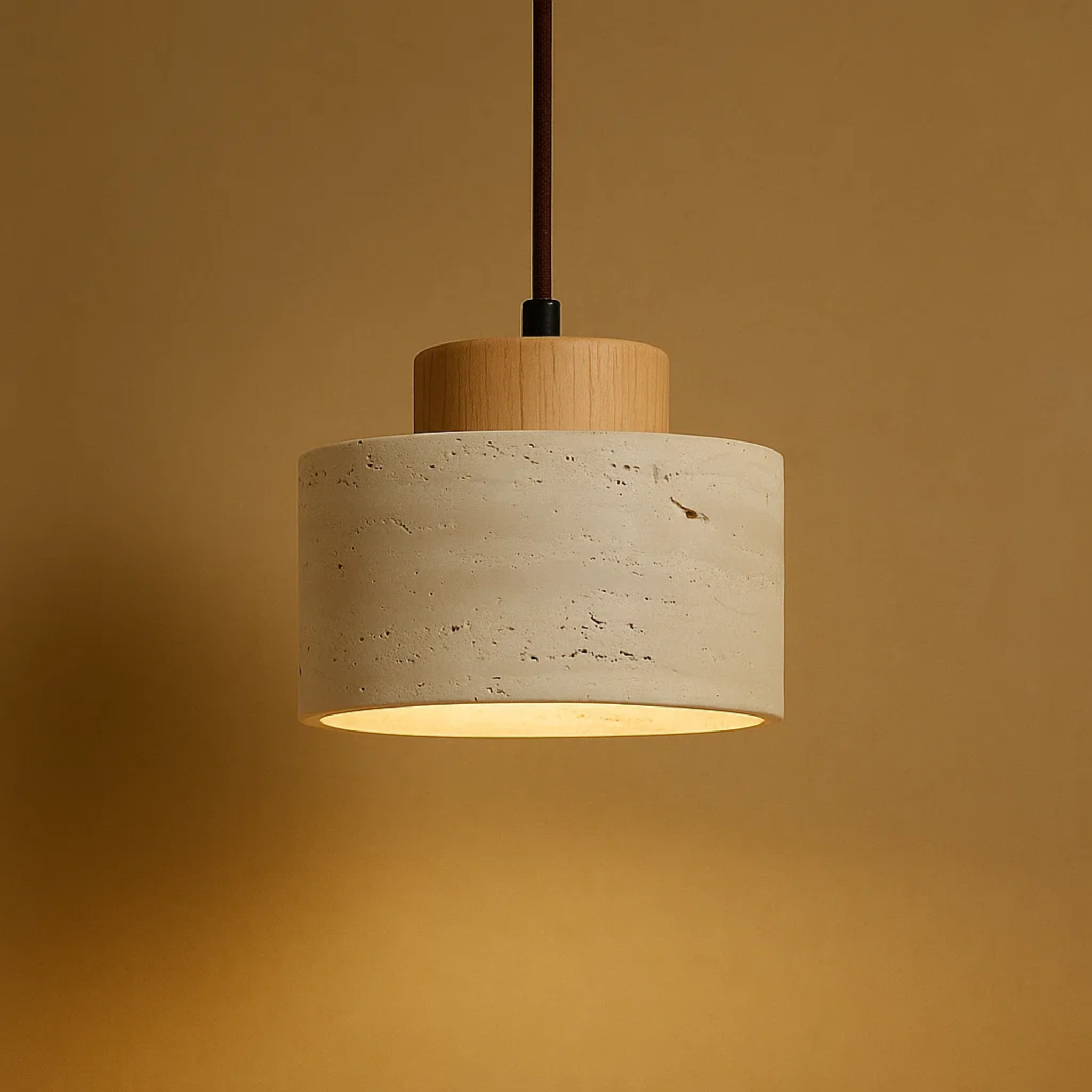 Travertine pendant lamp for a natural atmosphere
