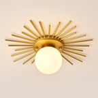 Modern Gold-Colored Ceiling Lamp with Spherical Frosted Glass Shade