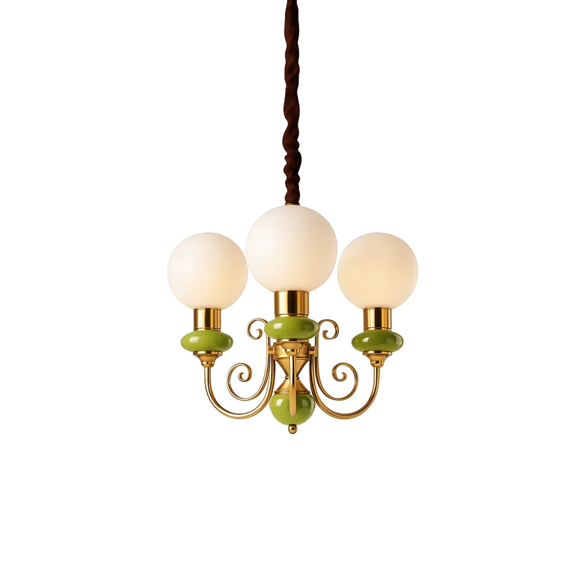 klassieke elegante kroonluchter met ronde witte bollen