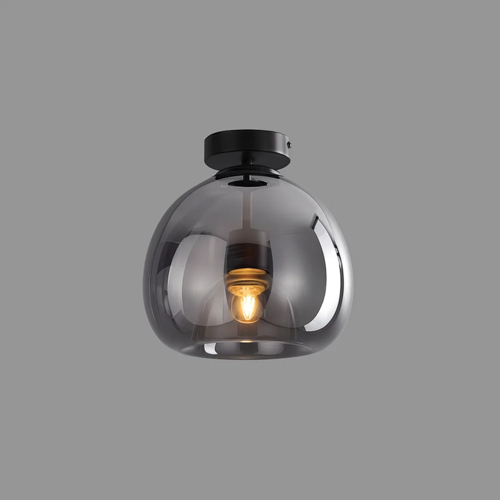 Plafonnier en verre style mid-century avec lumière d’ambiance