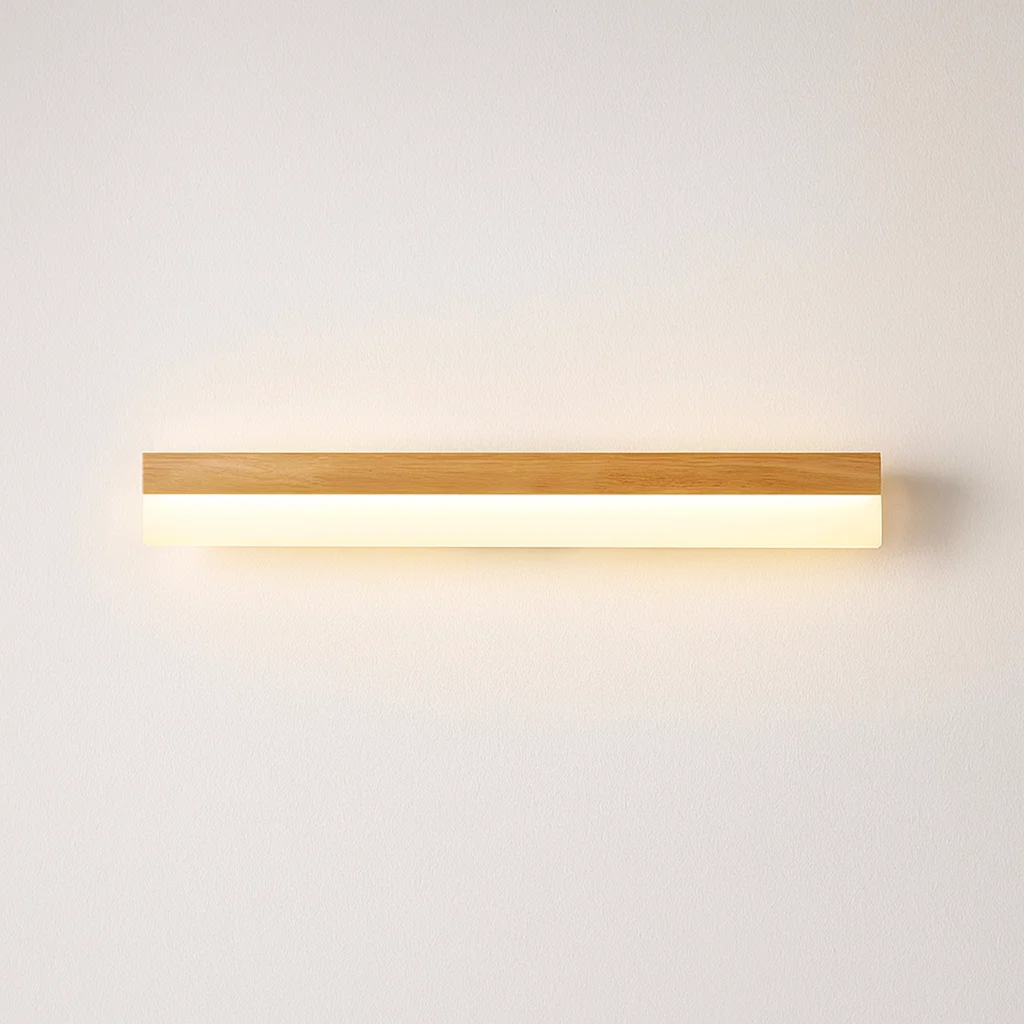 Minimalistische LED wandlamp van hout met acrylkap