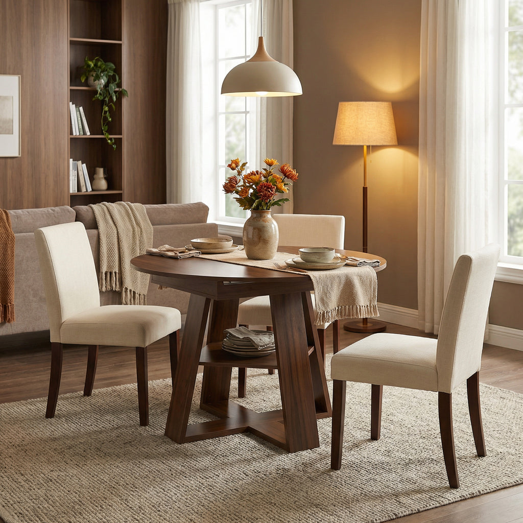 Nanne Round Walnut Dining Table