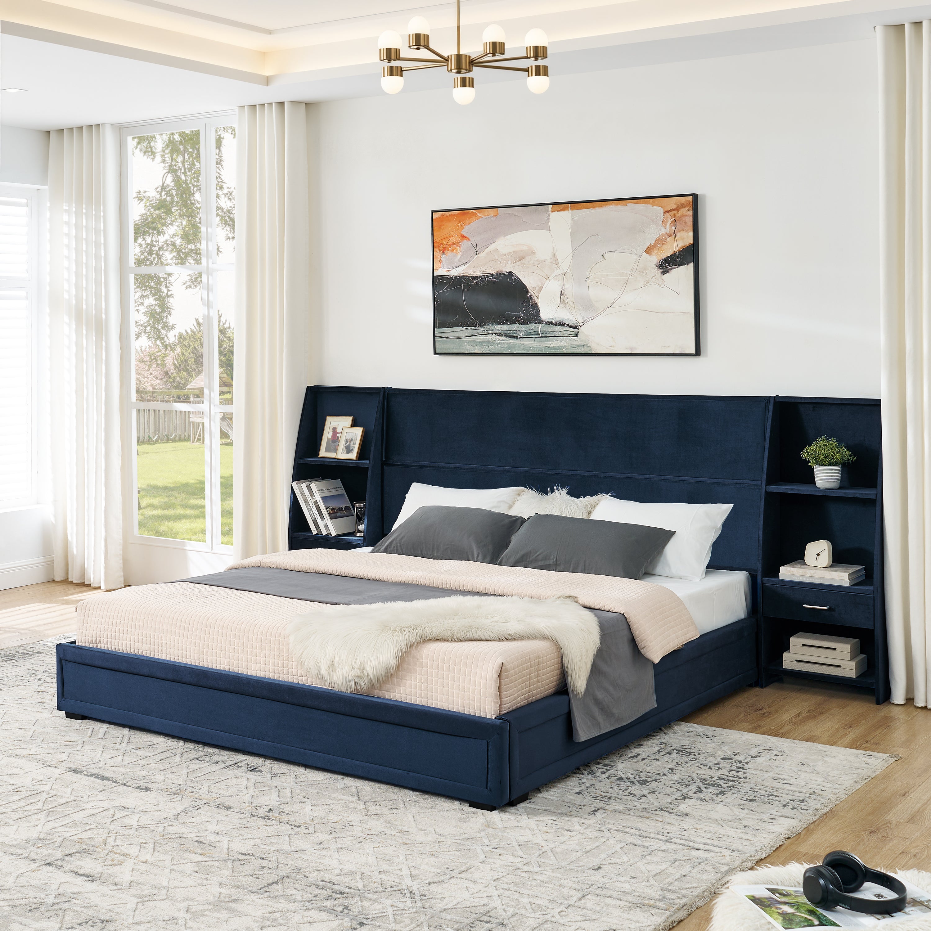 Bodil Velvet King Platform Bed Frame