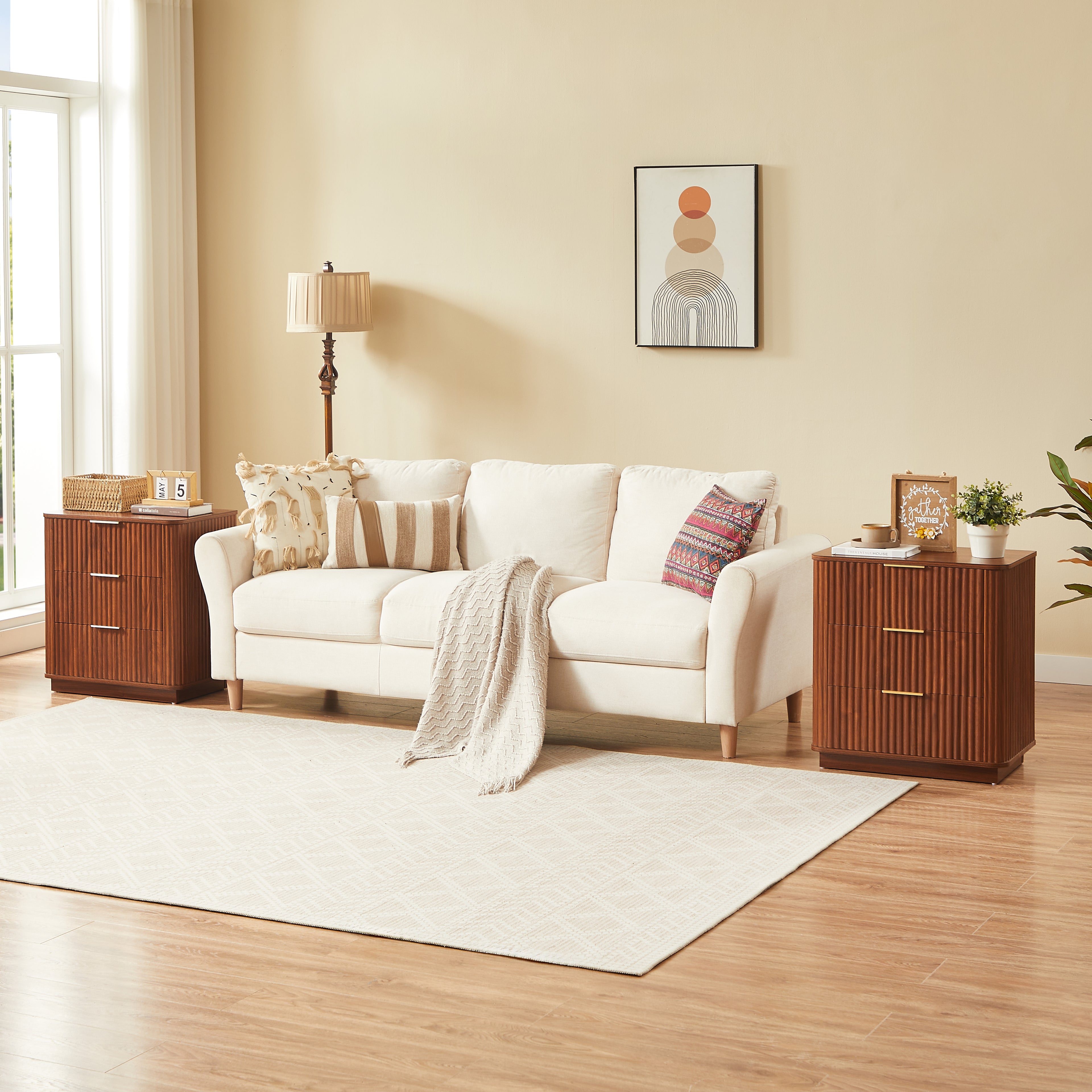 Idun Curved Walnut Nightstand