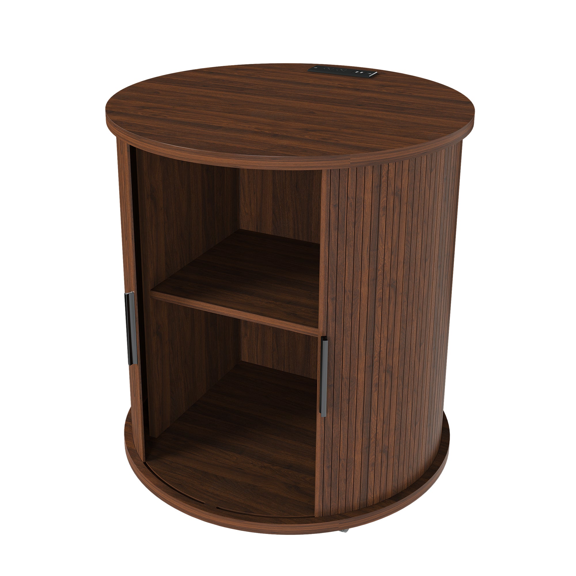 Halvor Round Walnut Nightstand