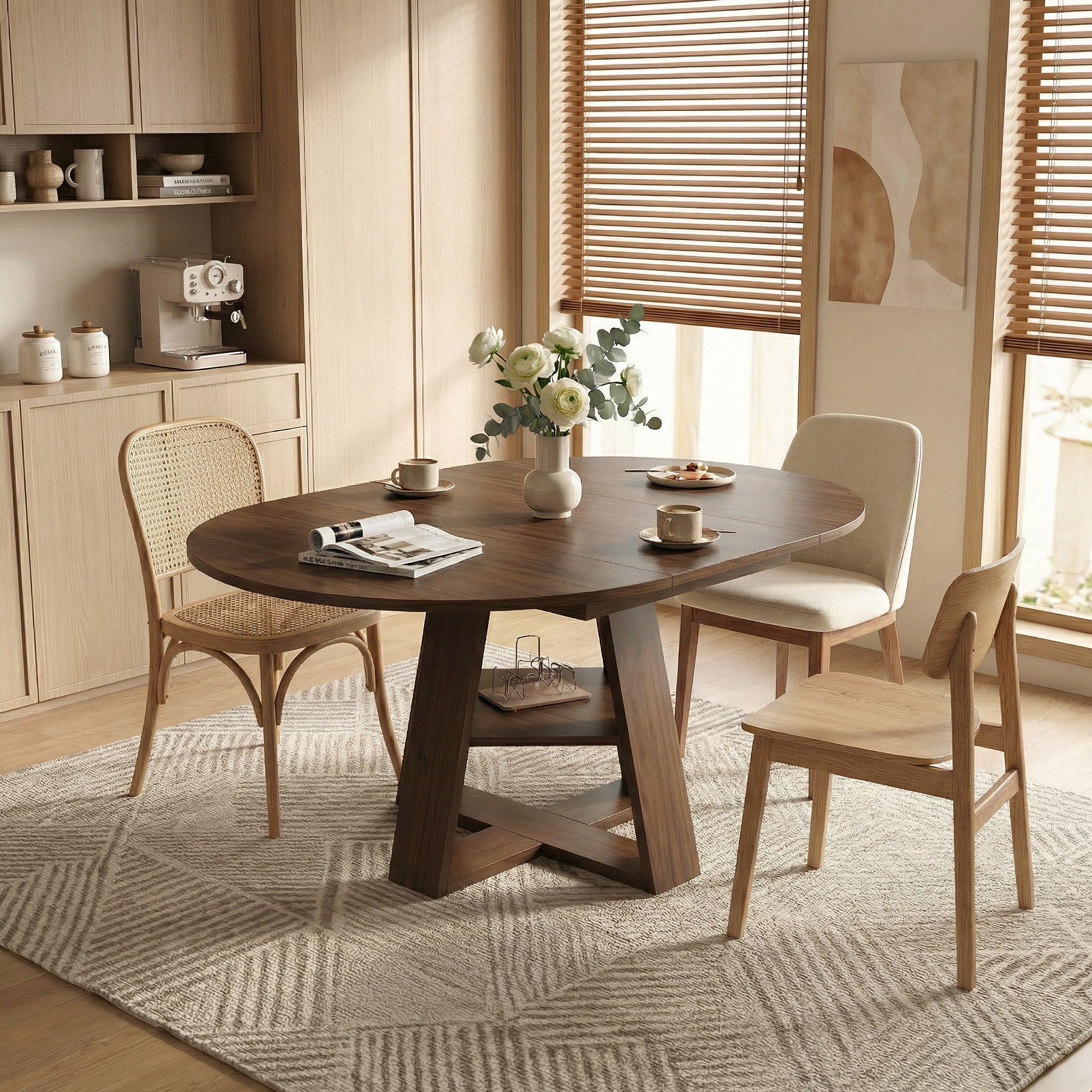 Nanne Round Walnut Dining Table