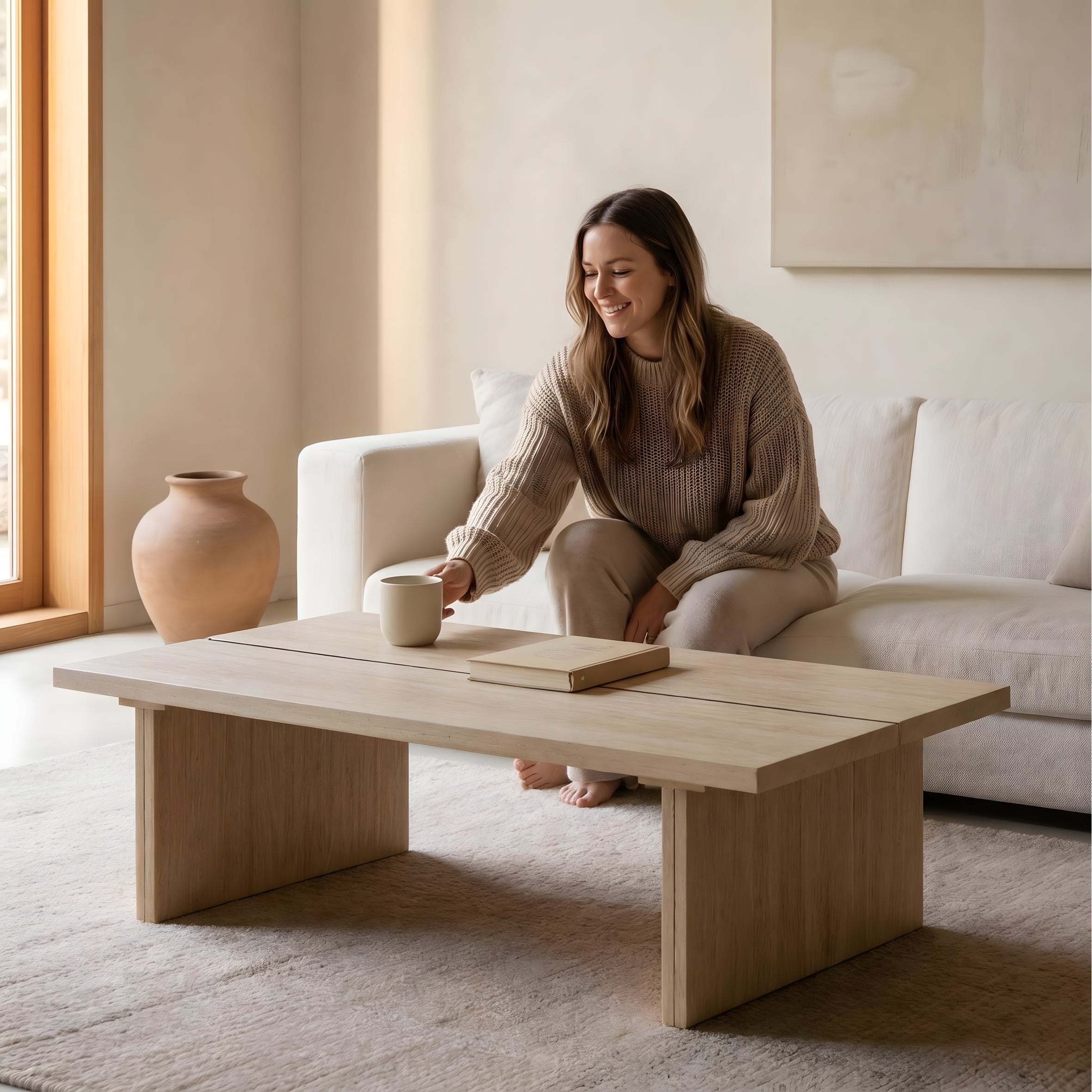 Brynn Travertine Coffee Table