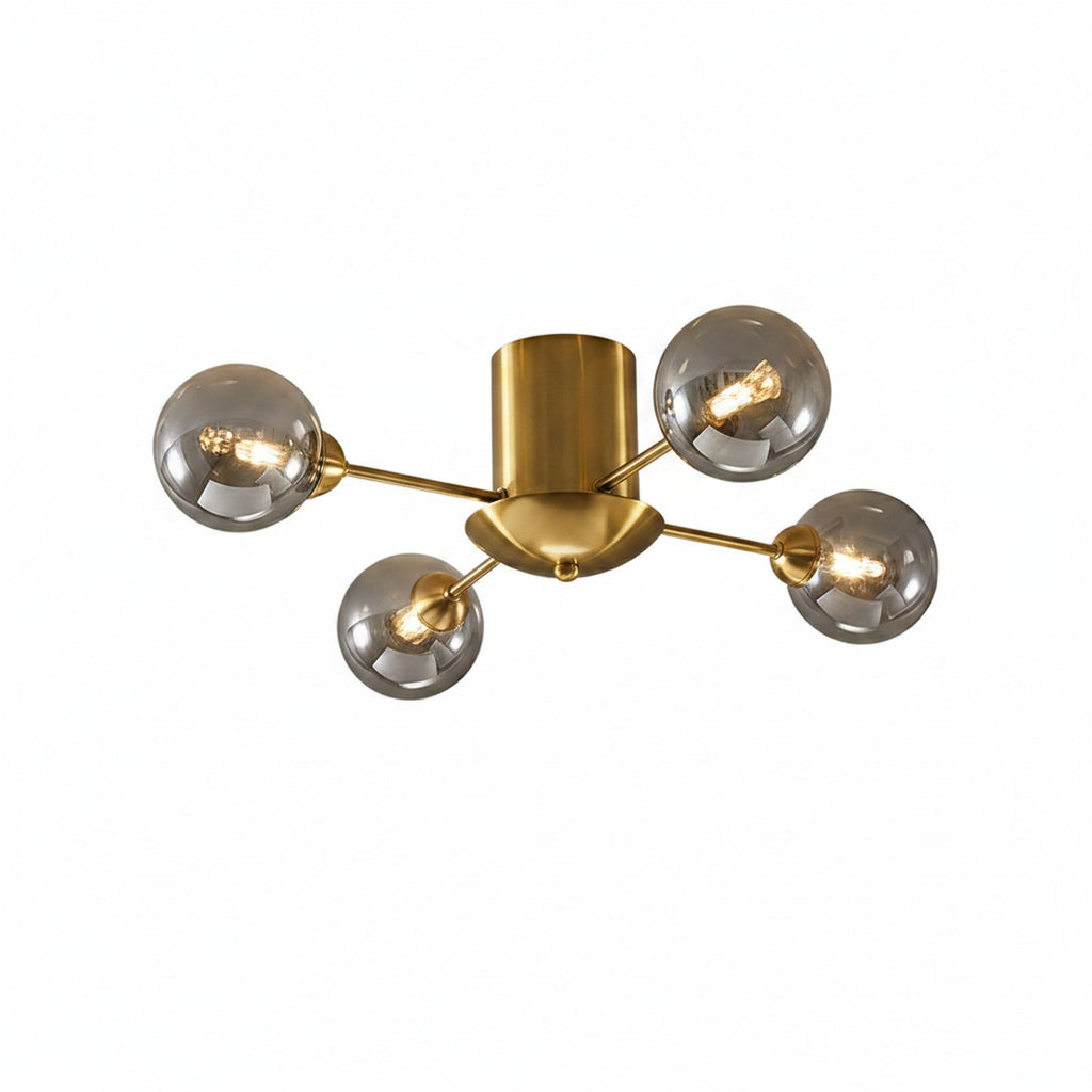 4 Light Smoke Gray Sputnik Flush Mount on white background