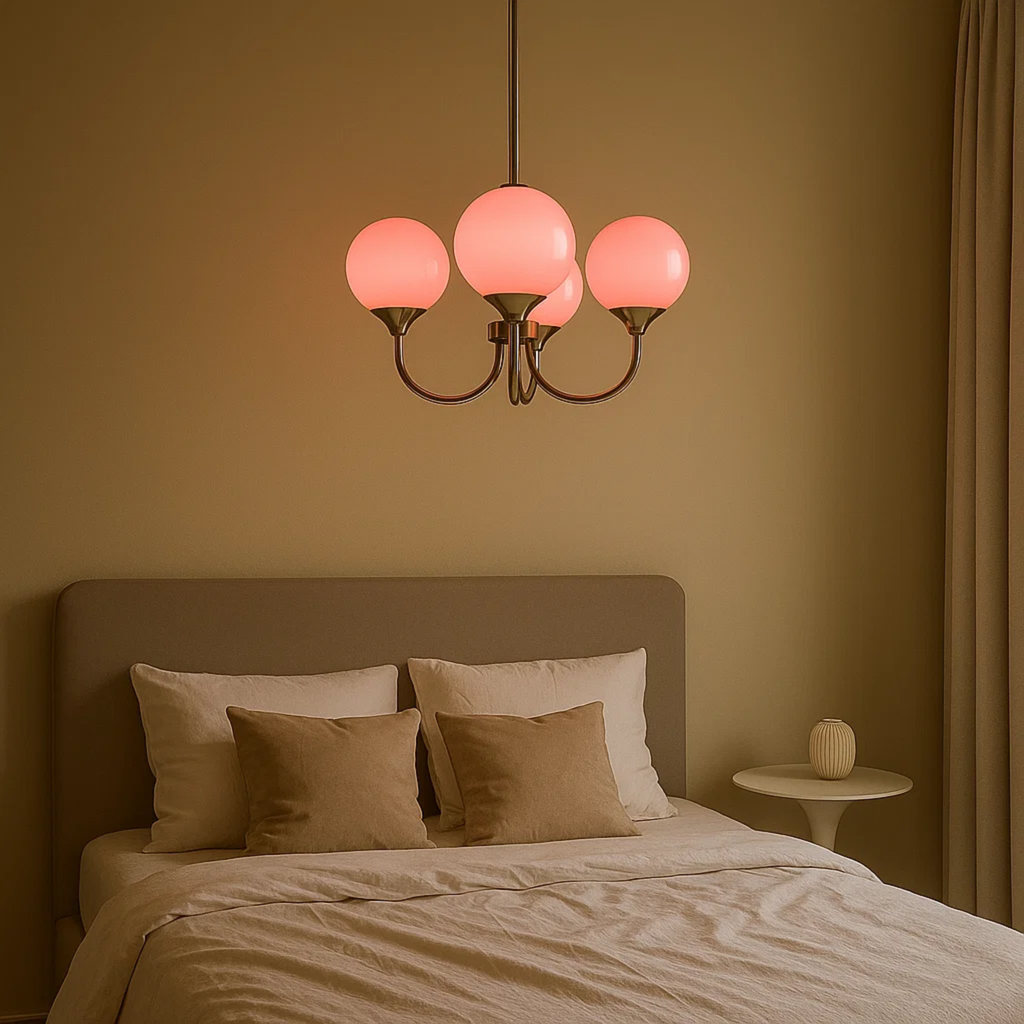 Hanglamp met gekleurde ronde glazen bollen – keuze uit 3 of 5 lichtpunten