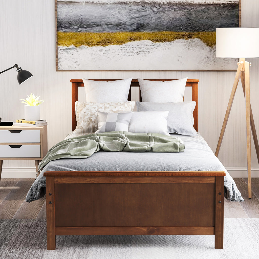 Palle Walnut Twin Platform Bed Frame